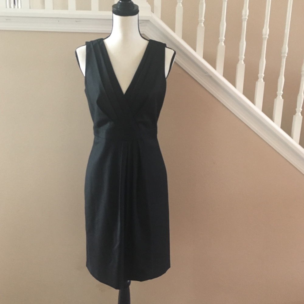 J. Crew | Black Pleated Sleeveless V neck dress 